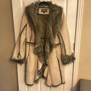 Black Rivet Faux Suede FauxFur Lined Cascade Jacket